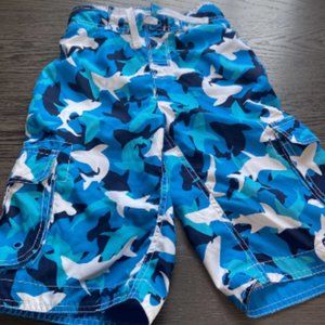 Wave Zone Boys Youth Swim Trunks Camo Sharks Blue Size Medium